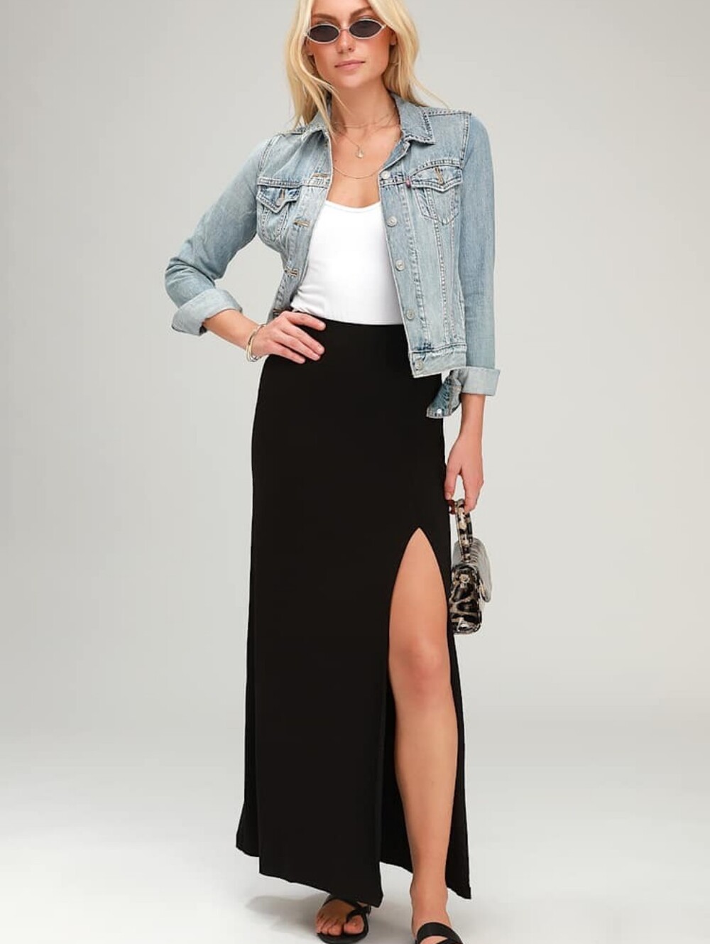 Z Supply High Slit Black Maxi Skirt Small S